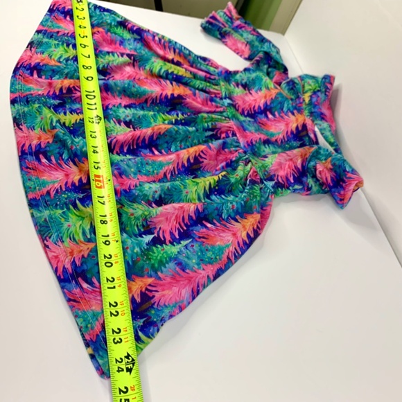 Girls Christmas Tree velour Pink princess multicolored festive flare top dresses - Picture 13 of 16